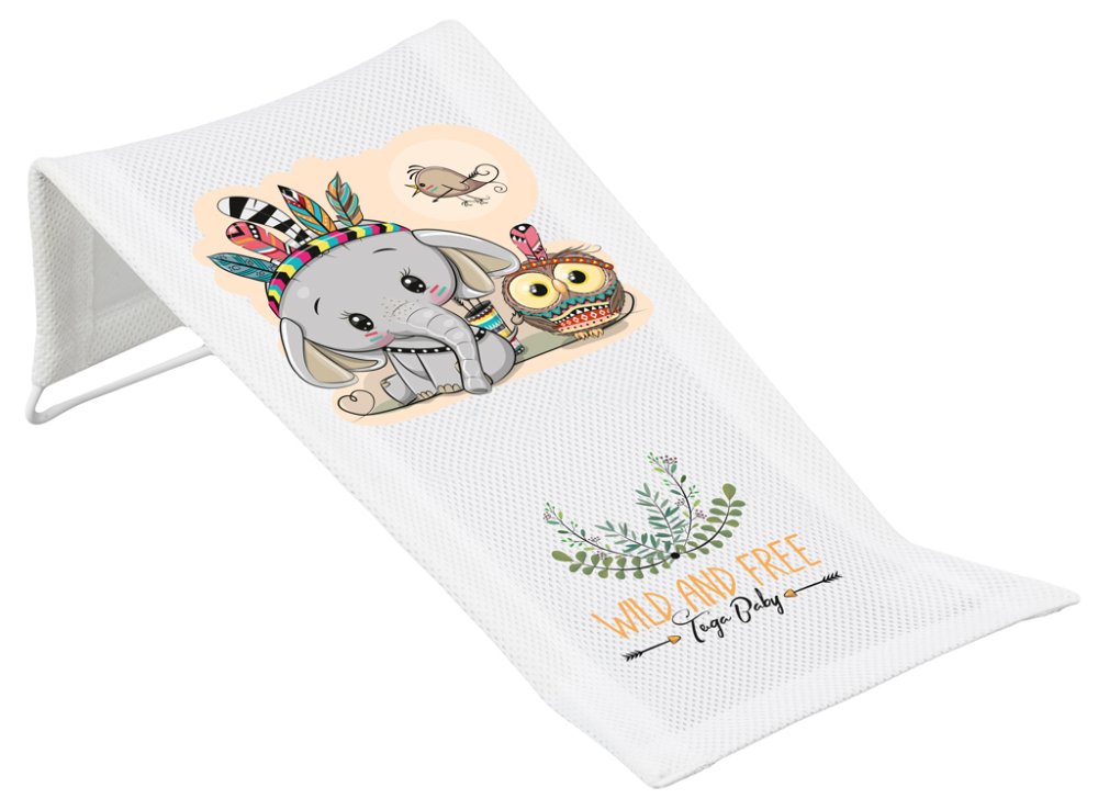 TEGA BABY Transat de bain en tissu Wild and Free Little Elephant - blanc