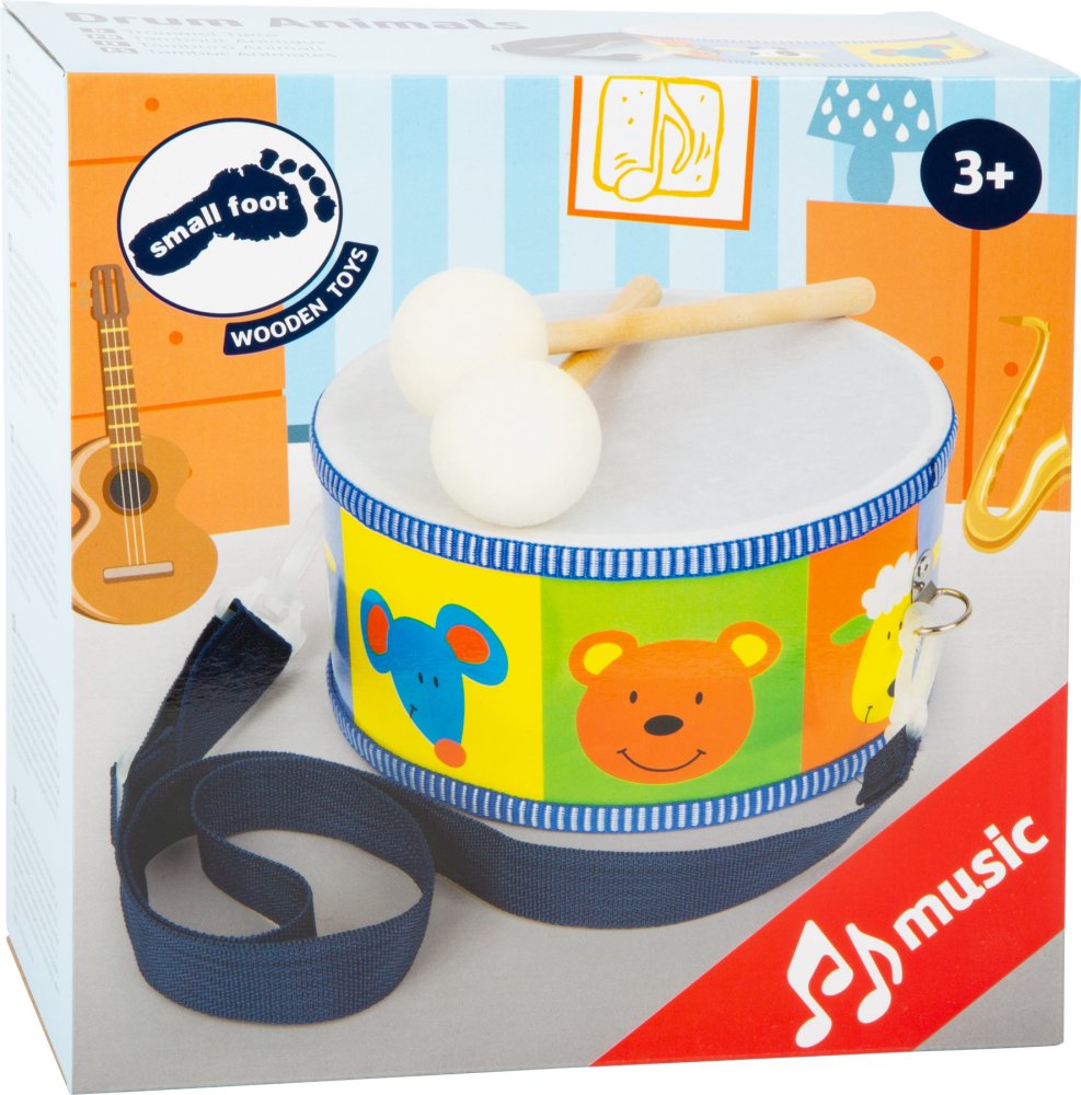 small foot Instrumentos musicales de madera para niños, tambor con animales - Imagen 3