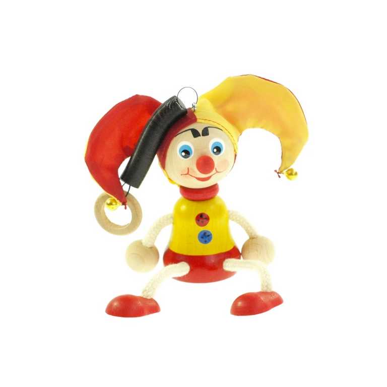 Kukiełka pajacyk żółto-czerwony na sprężynie