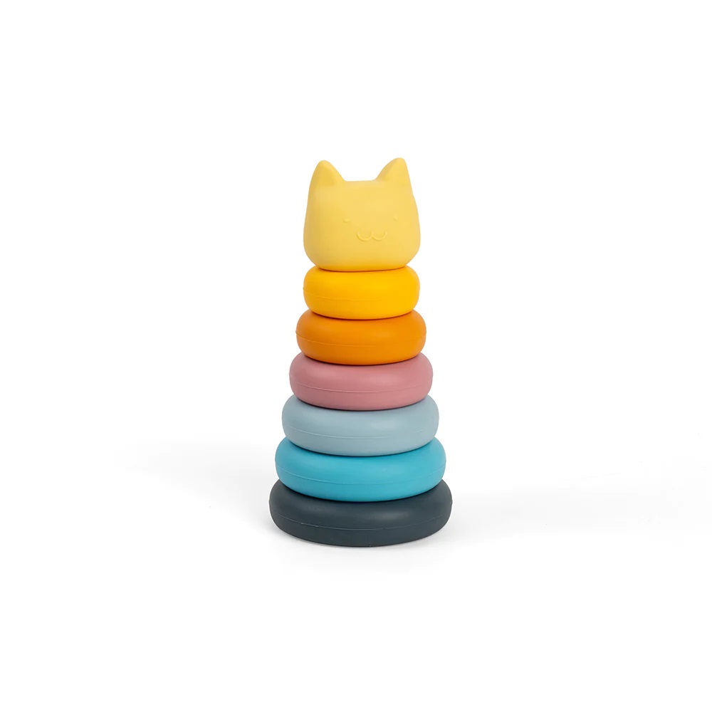 Bigjigs Toys Torre Apilable de Silicona Gato