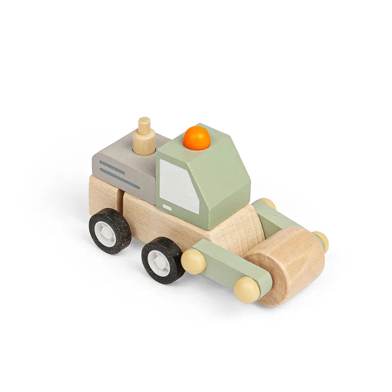 Bigjigs Toys Voiture de chantier à rétrofriction - Rouleau compresseur