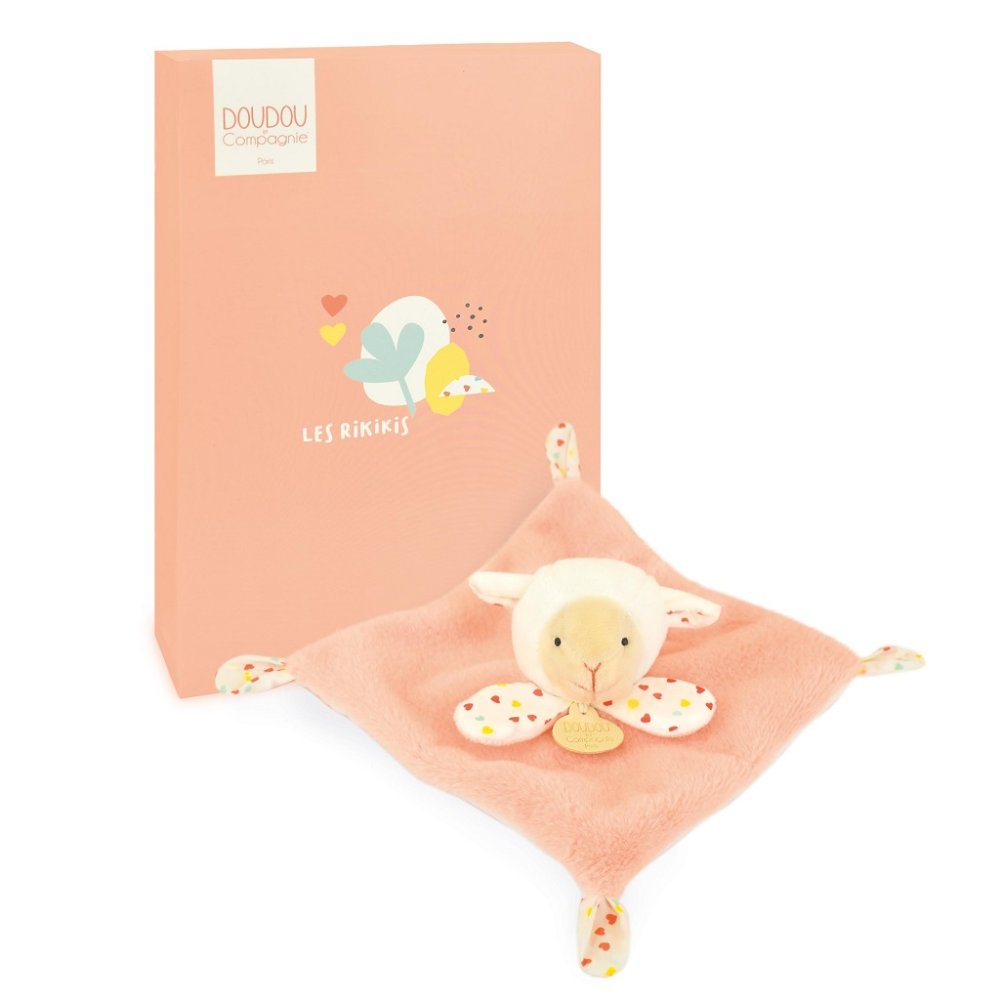 Doudou Pluszowy otulacz pomarańczowy Owieczka 19 cm