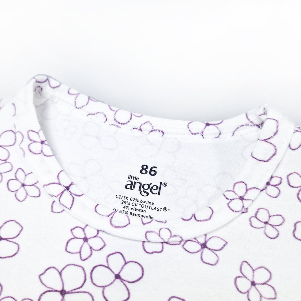 Lányka vékony póló NYOMTATÁS KR Outlast® - fehér virágok 104 - Image 3