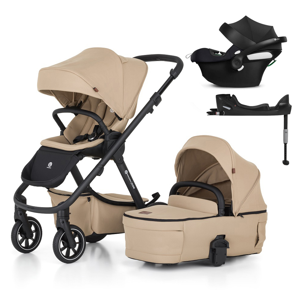 PETITE&amp;MARS SET Kočárek 4v1 ICON Mocha Beige LITE RWS + CBX By CYBEX Aton B2 i-Size