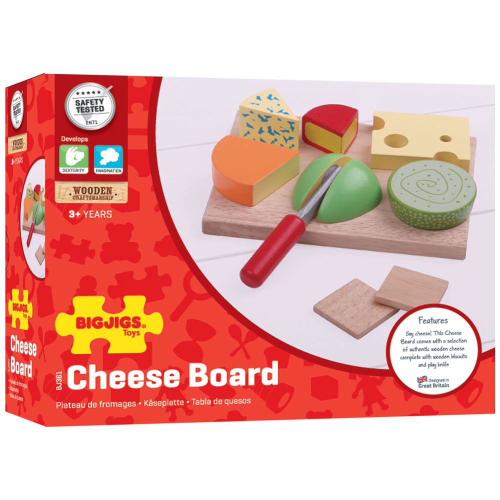Bigjigs Toys Set dřevěných potravin sýry na desce (obrázek 7)
