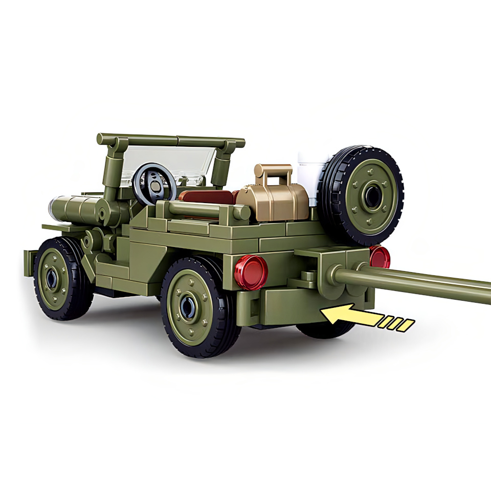 Sluban Army WW2 M38-B0853 Spojenecký džíp a protiletadlové dělo (obrázek 3)