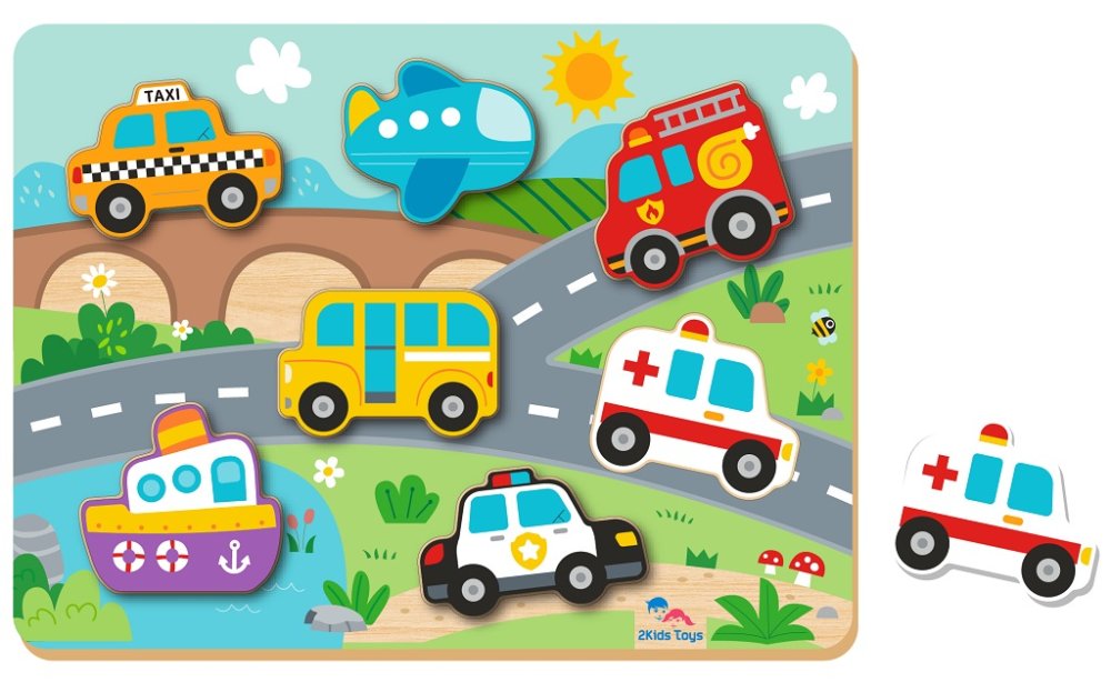 2Kids Toys Vkládací puzzle Doprava