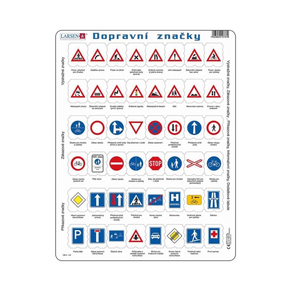 Larsen Vzdělávací puzzle Dopravní značky 48 dílků