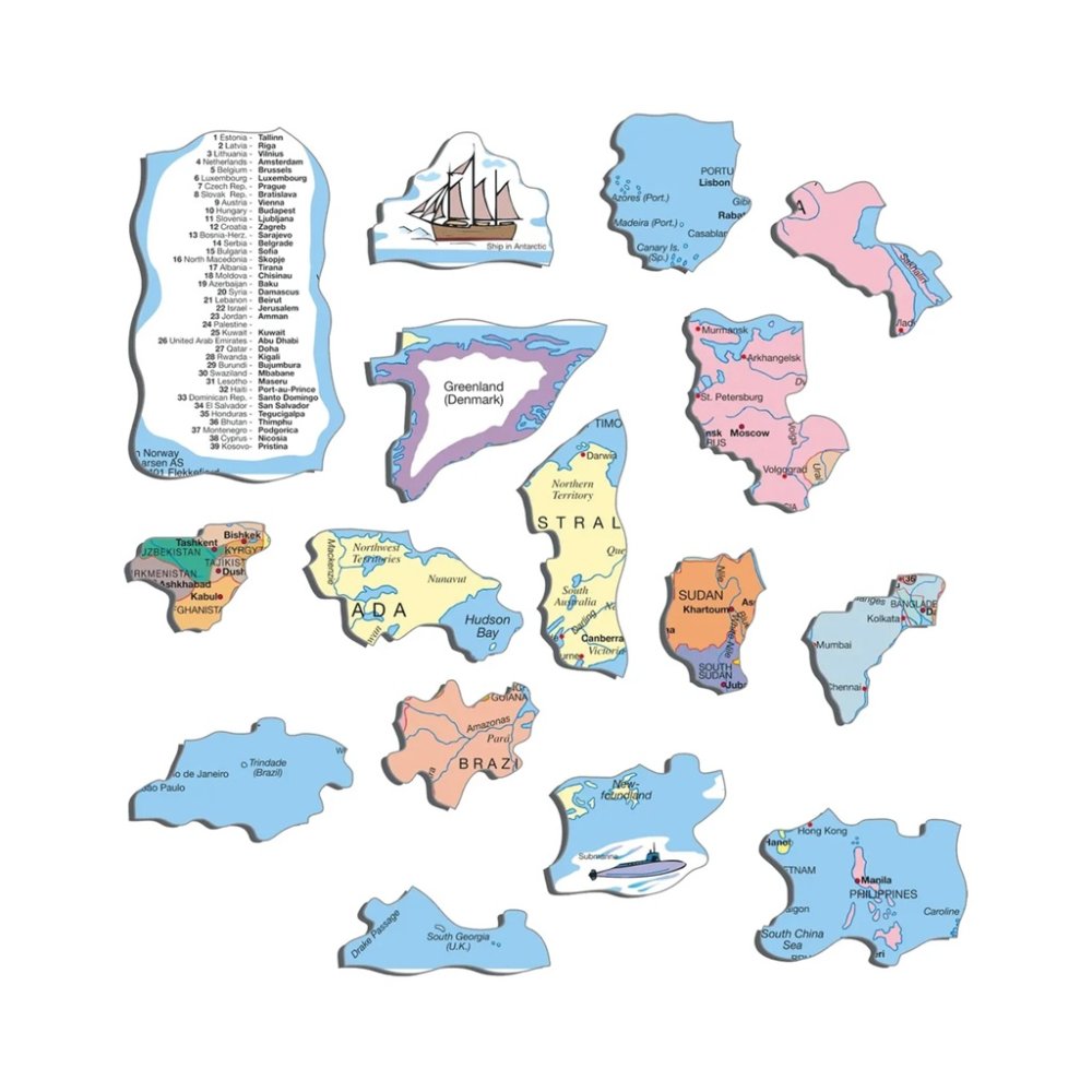 Larsen Vzdělávací puzzle Svět Politická mapa 107 dílků (obrázek 2)