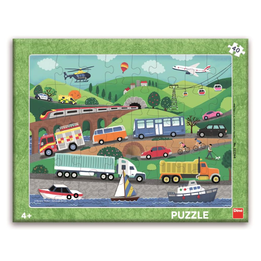 Dino Papírové puzzle Dopravní prostředky 40 dílků