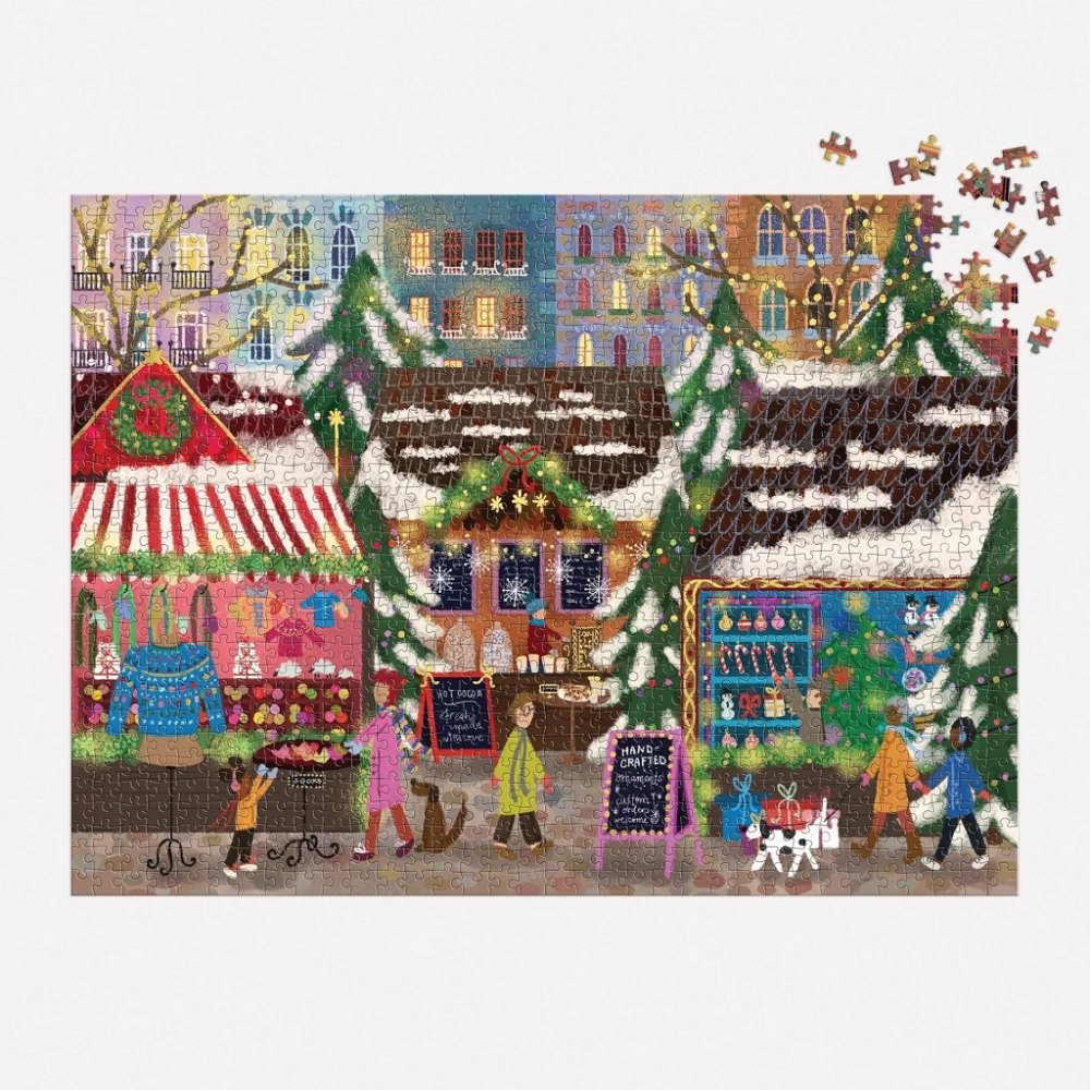 Galison Fóliové puzzle Joy Laforme Vánoční trhy 1000 dílků (obrázek 3)