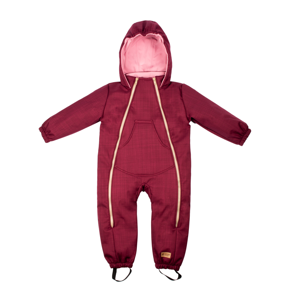 Monkey Mum® Tuta Invernale In Softshell Con Pelliccia Per Bambini - Cappuccetto Bordeaux - Taglie 86/92 86/92