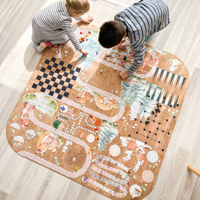 Tapis Pour Enfants En Liège - Animaux De La Forêt Et Jeux De Société Pour Enfants