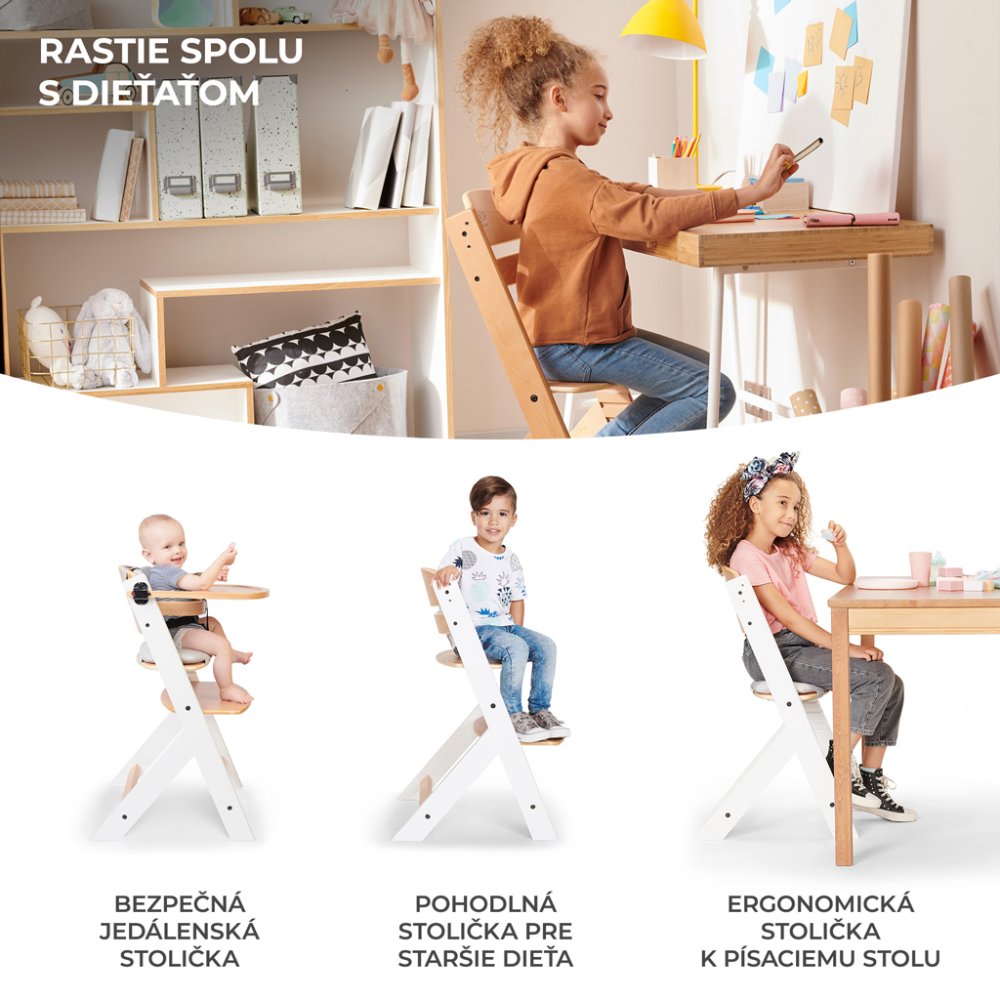 KINDERKRAFT Chaise de salle à manger Enock Bois blanc, Premium – Image 4
