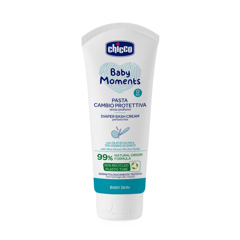 CHICCO Baby Moments Baba Alsó Krém Parfüm Nélkül 99%-ban Természetes összetevőkkel 100ml, 0m+