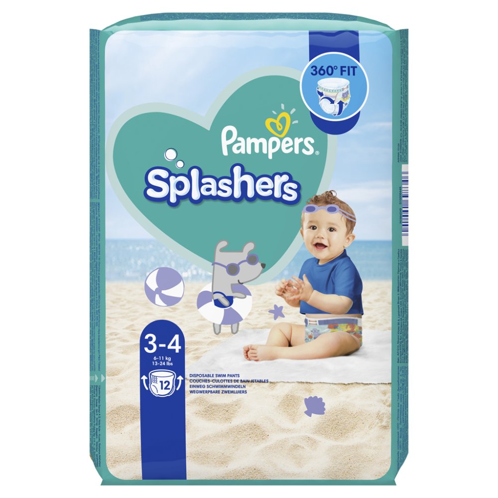 Wodoodporne Majtki Pieluszkowe PAMPERS Splashers Rozm. 3 (12 Szt.) 6-11 Kg