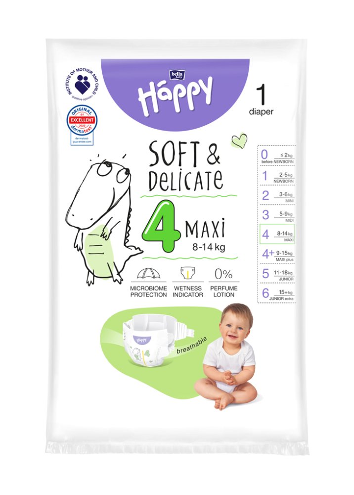 2x BELLA HAPPY Baba Pelenkák Eldobható Maxi Box 8-14 Kg 62 Db