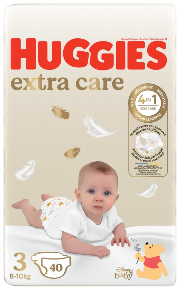 4x HUGGIES® Jednokratne Pelene Extra Care 3 (6-10 Kg) 40 Kom