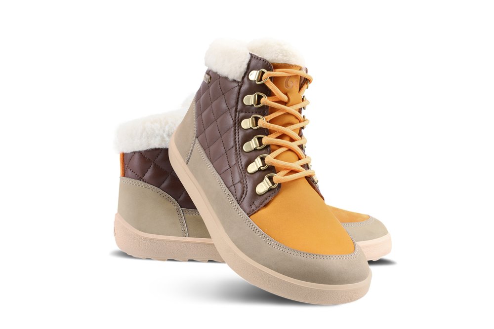 Barfußstiefel Be Lenka Olivia – Taupe, Dunkelbraun Und Orange 36 Orange