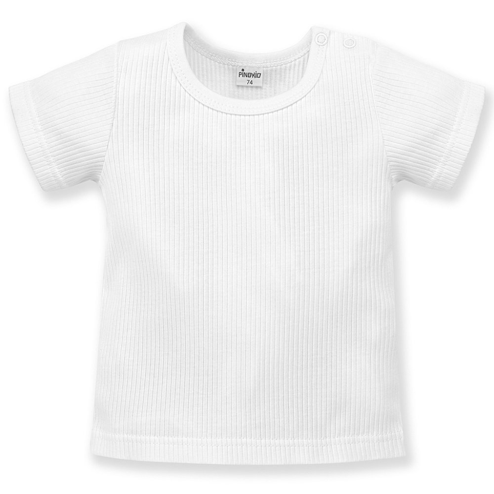 PINOKIO T-shirt côtelé à manches courtes Lovely Day uni blanc taille 98