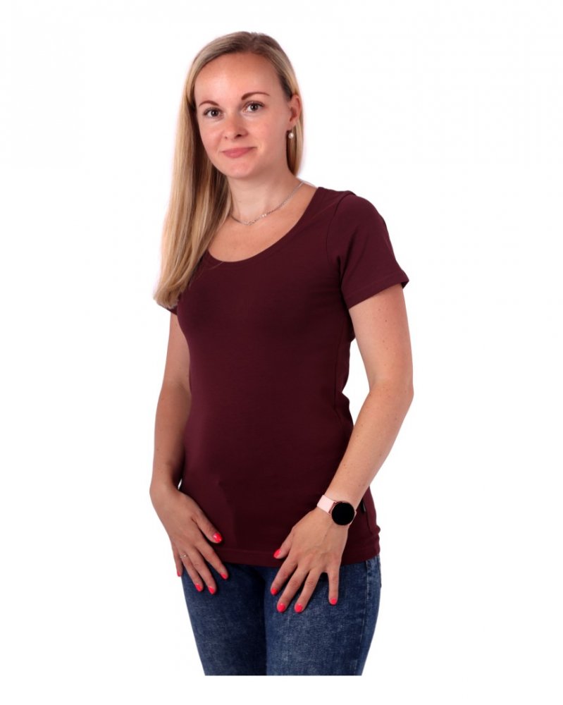 T-shirt donna Brigita, manica corta, bordeaux L/XL