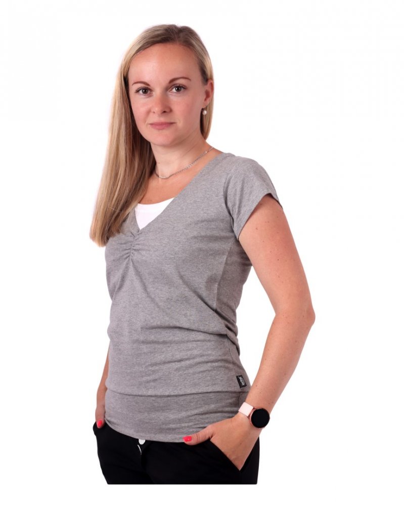 T-shirt d'allaitement KARLA, manches courtes, gris L/XL