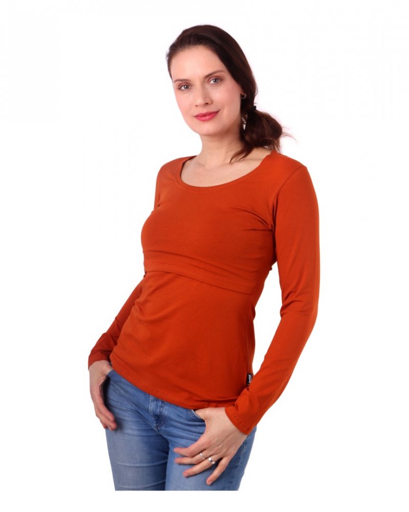Maglietta per l'allattamento Kateřina, manica lunga, cannella L/XL