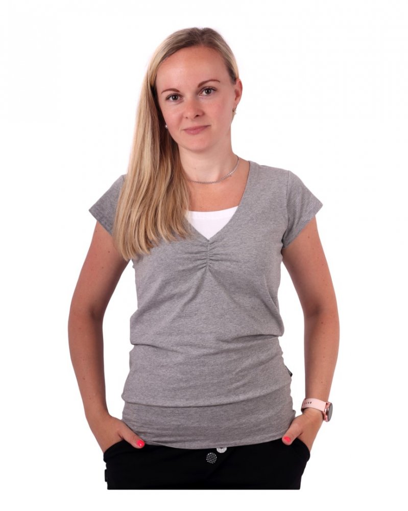 T-shirt d'allaitement KARLA, manches courtes, gris L/XL – Image 3