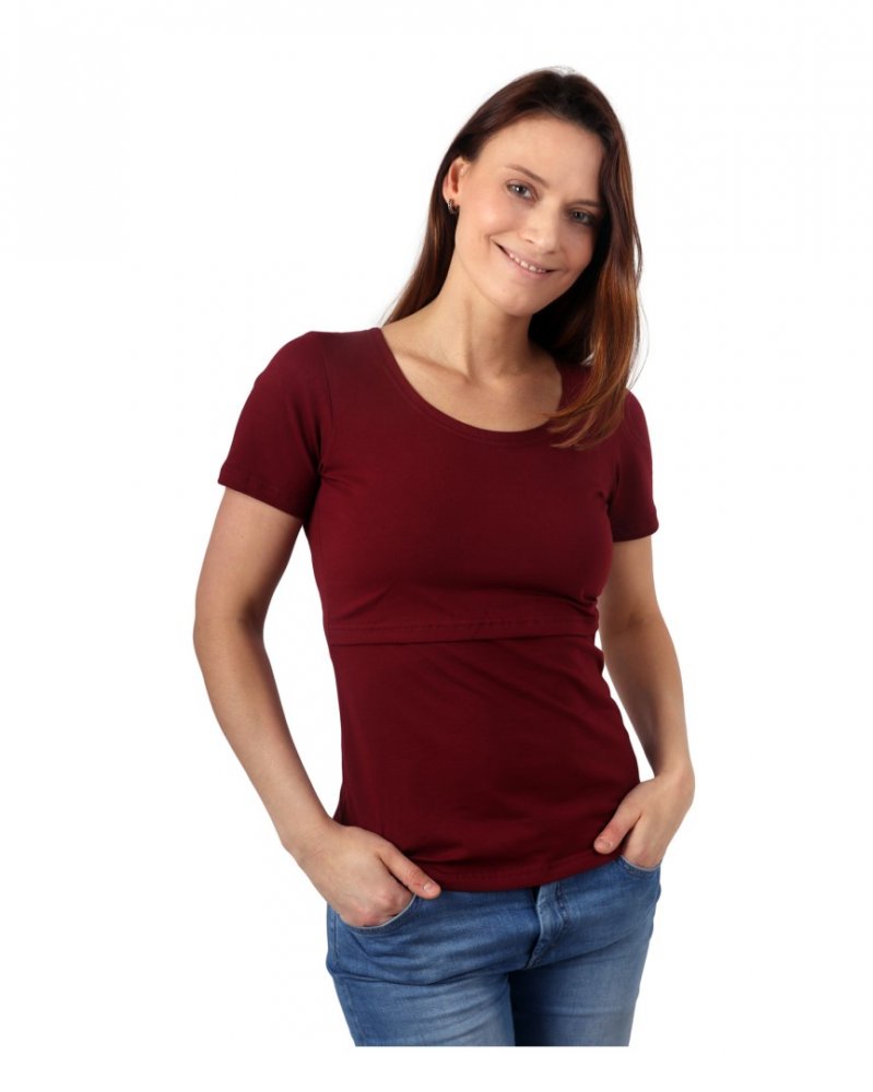 T-shirt d'allaitement Kateřina, manches courtes, bordeaux XS/S – Image 3