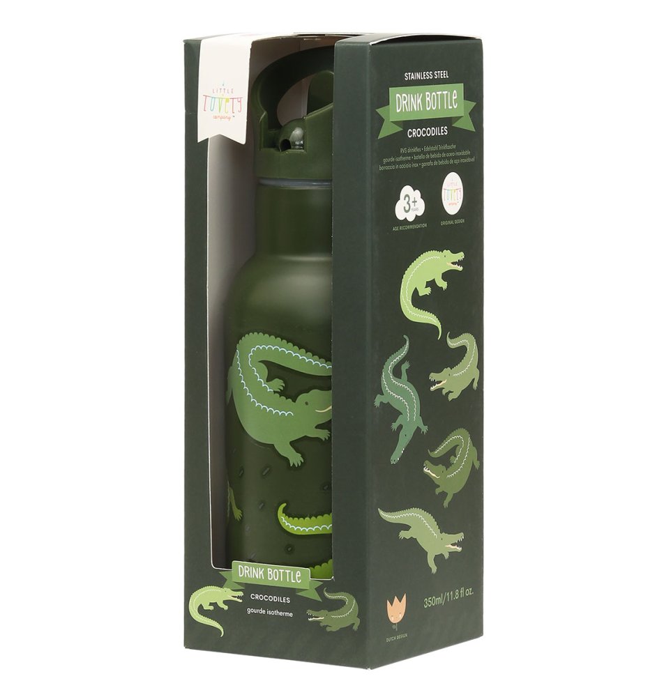 A Little Lovely Company - Borraccia in acciaio inossidabile, 350 ml - coccodrillo - immagine 4