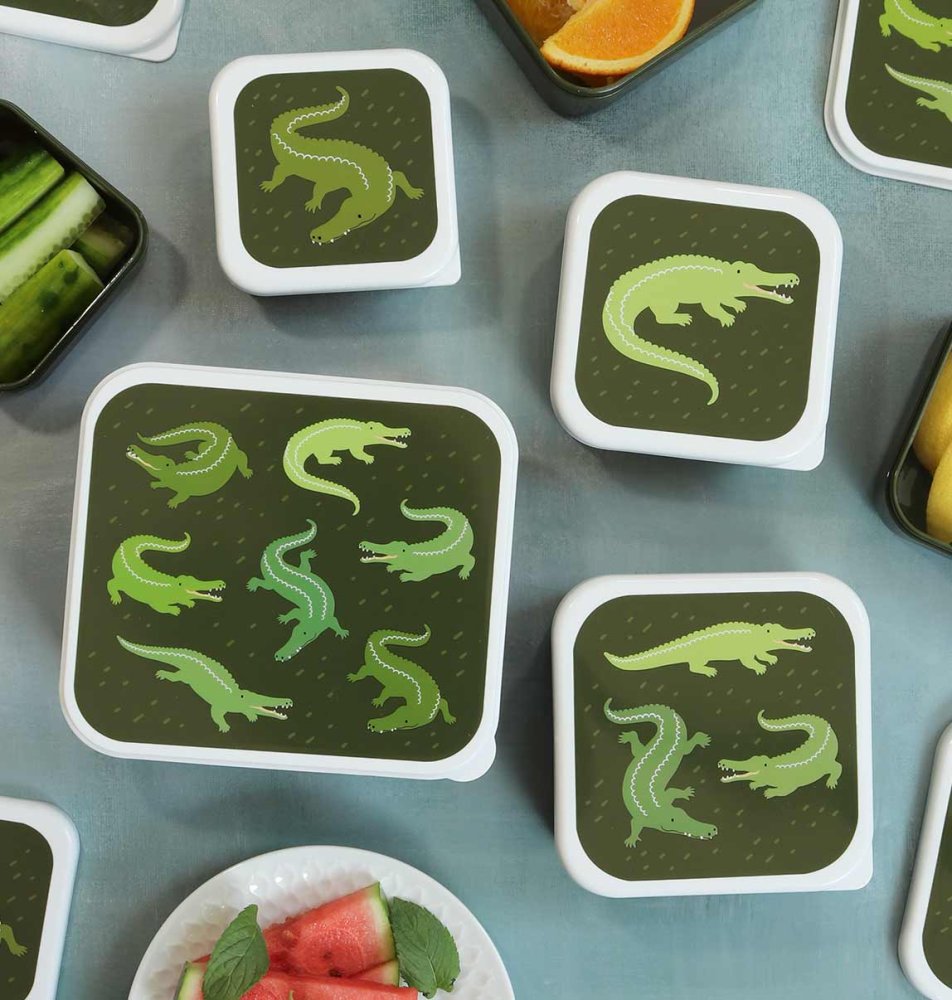 A Little Lovely Company - Set di quattro contenitori per snack - coccodrillo - immagine 6