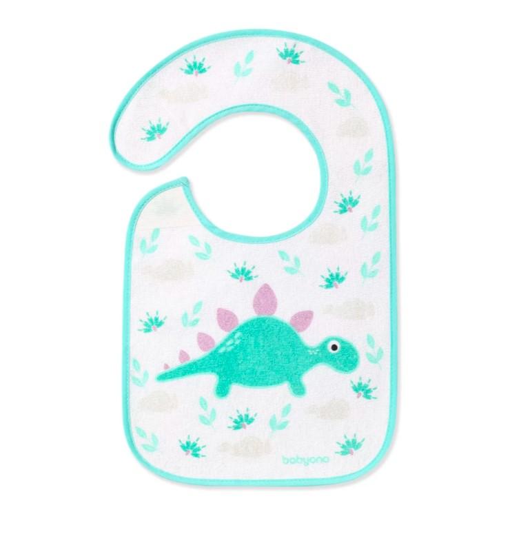 BABYONO Bavoir en tissu éponge, moyen, imperméable dino 6m+