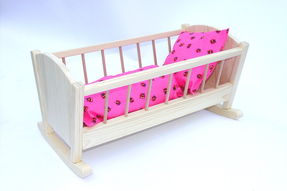 Holzpuppenwiege natur