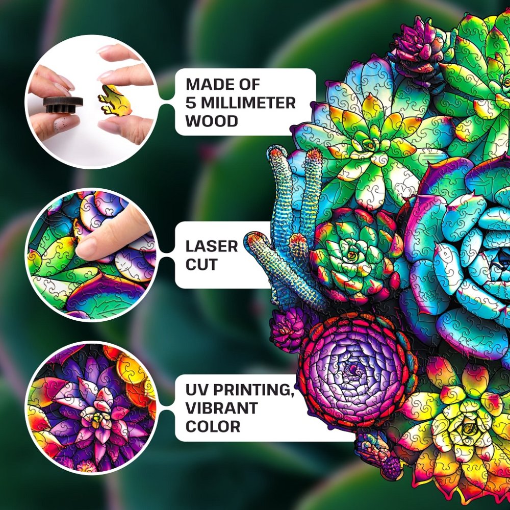 EscapeWelt Puzzle en bois Succulentes 200 pièces – Image 3