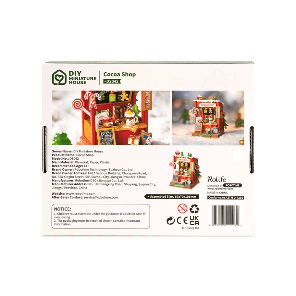 RoboTime Drewniane puzzle 3D Miniatura domku Stoisko z kakao - obrazek 5