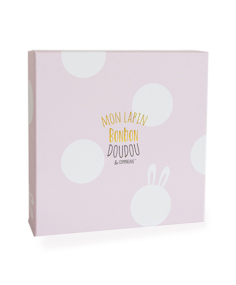 Coffret cadeau Doudou - Lapin en peluche rose 26 cm – Image 5