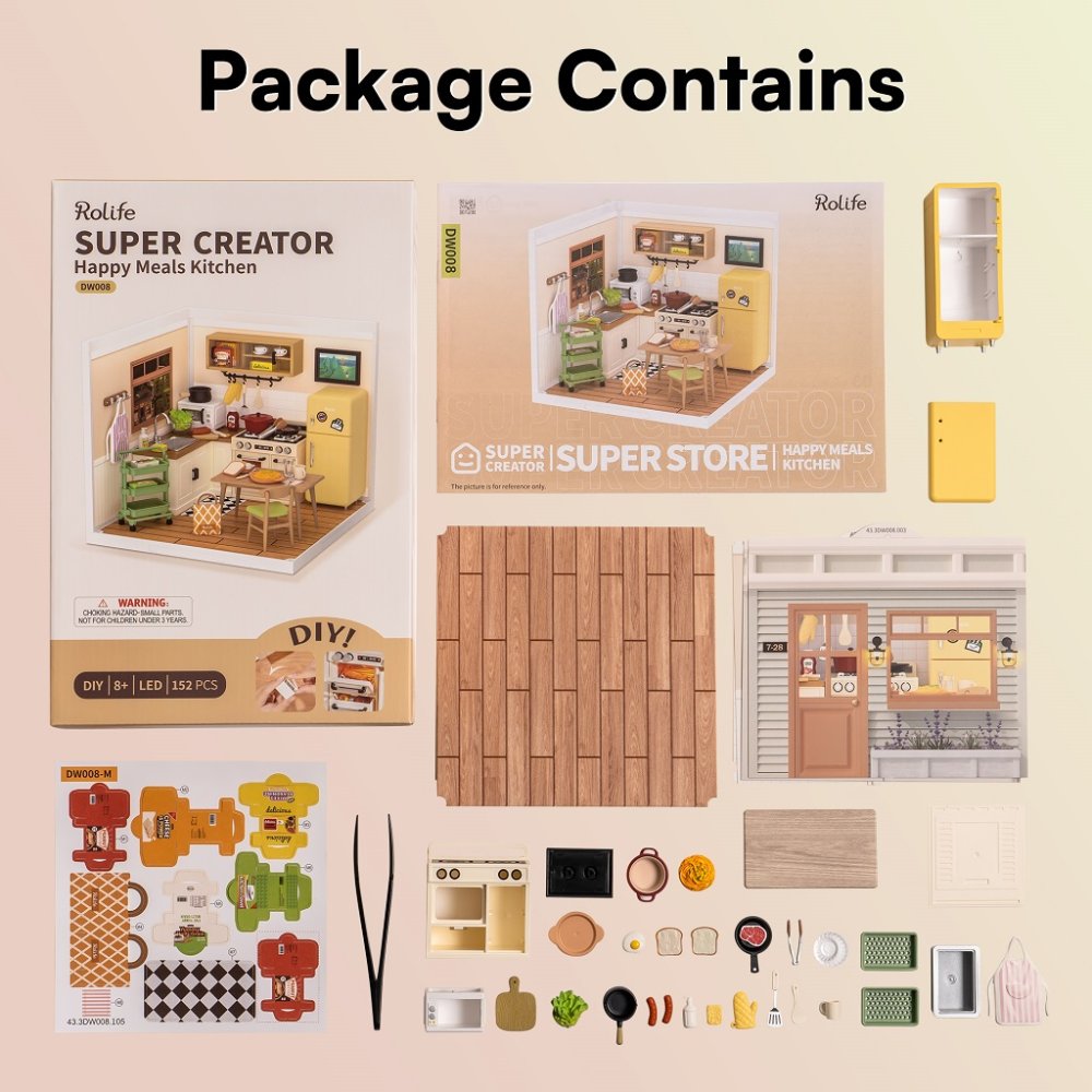 RoboTime 3D fa puzzle Miniatűr házikó Konyha Happy Meals - Image 4