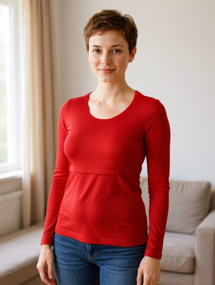 Still-T-Shirt Kateřina, langarm, rot S/M