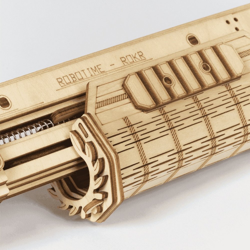 RoboTime 3D Drewniane Mechaniczne Puzzle Składanka Strzelba Terminator - obrazek 7