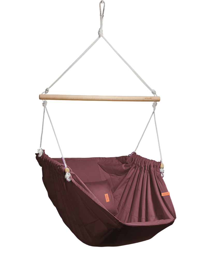 Sedia a dondolo bordeaux HOJDAVAK MAXIMUS OUT con cuscino, Legno Indoor, Corda nera