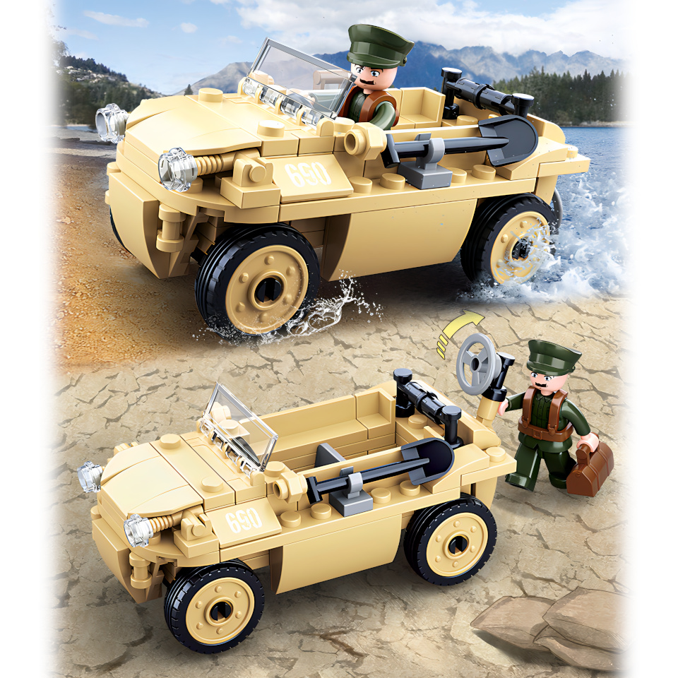 Sluban WWII M38-B0690 Německý obojživelný vůz Schwimmwagen (obrázek 6)