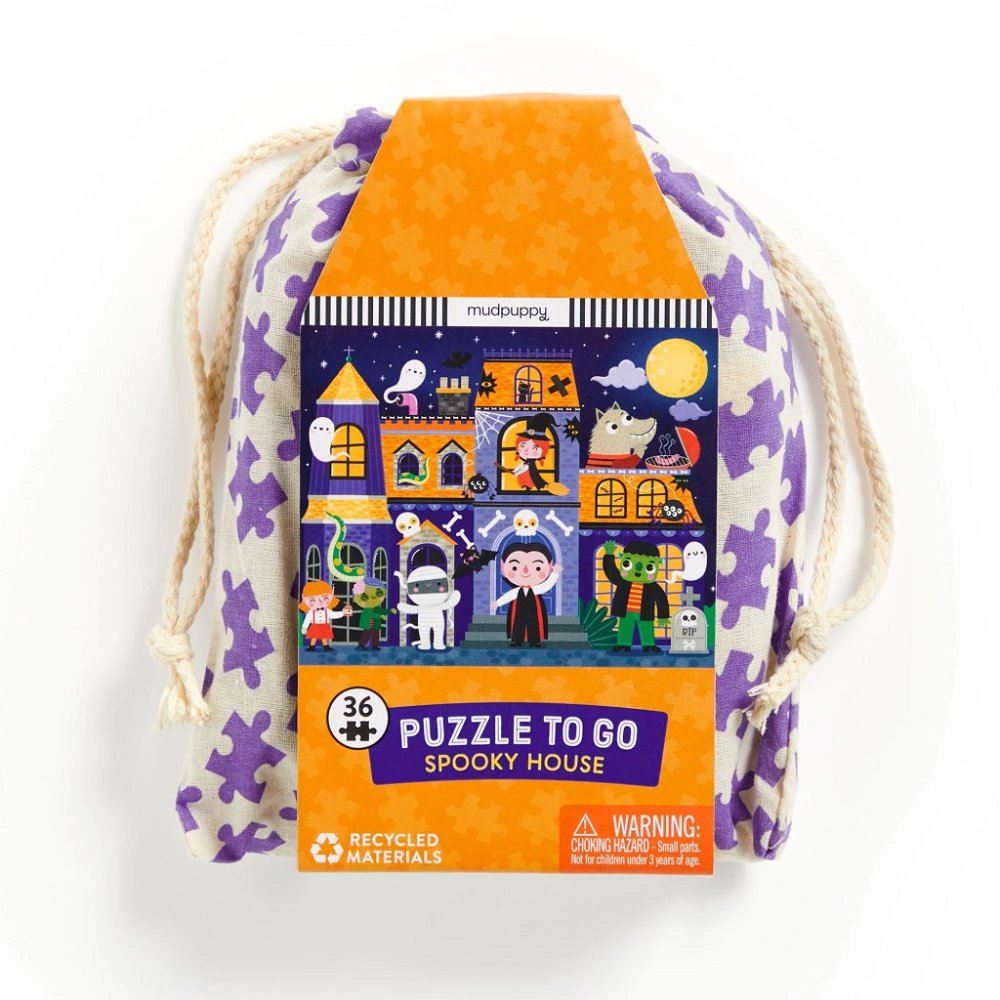 Mudpuppy Puzzle Strašidelný dům v látkovém pytlíku 36 dílků