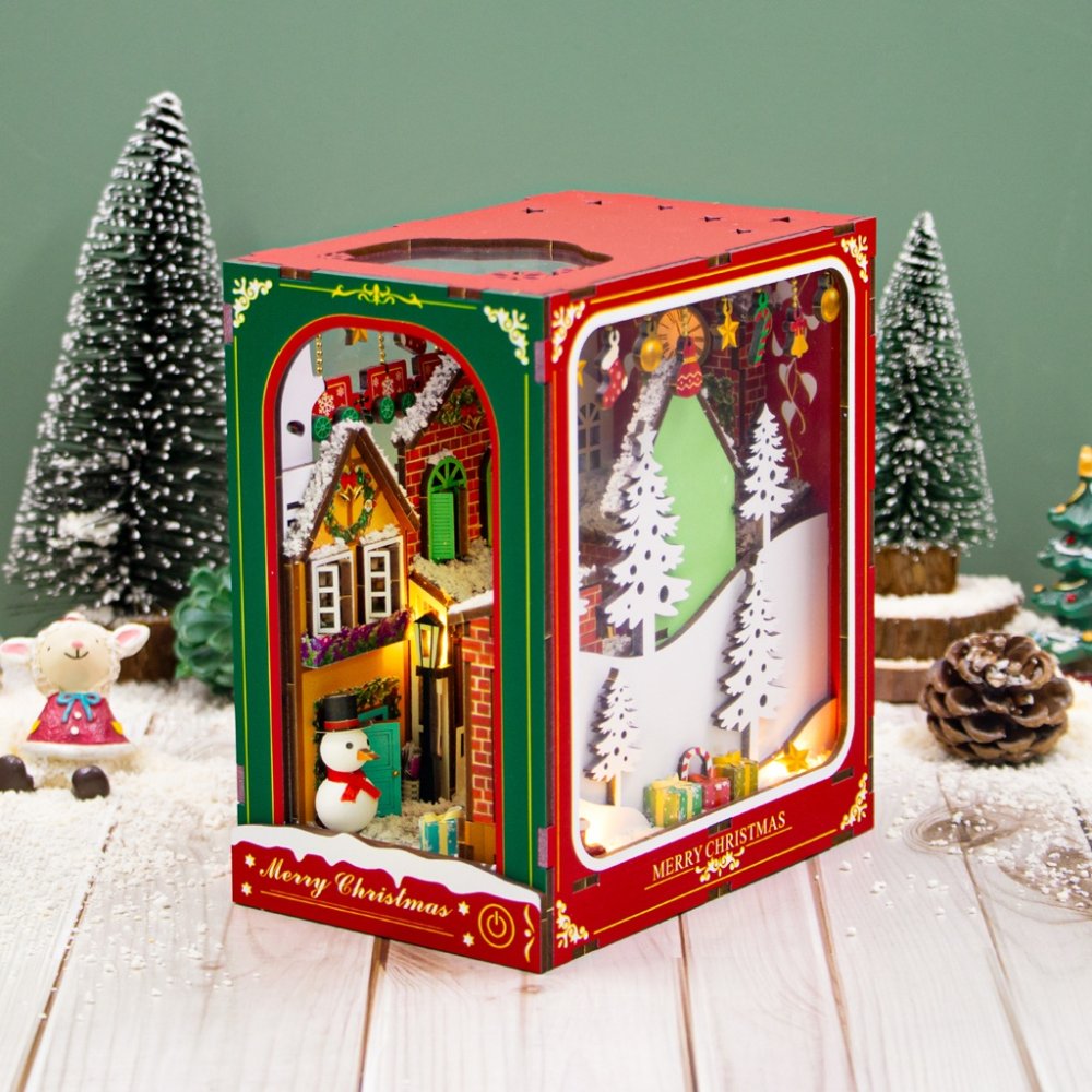 2Kids Toys 3D skládačka Zarážka na knihy Miniatura domečku Bílé Vánoce (obrázek 11)