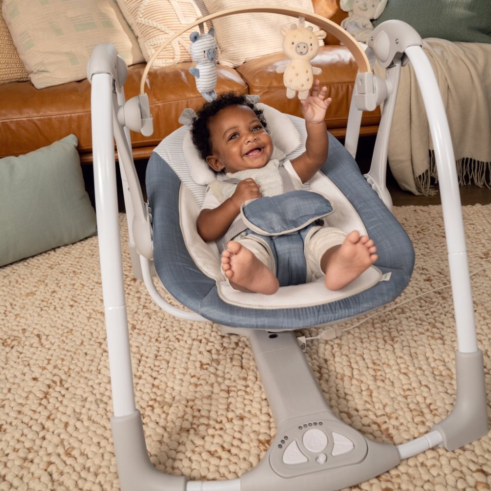 INGENUITY Converteerbare Schommel Met Swing'n Go Chambray-melodie 0m+ Tot 9kg