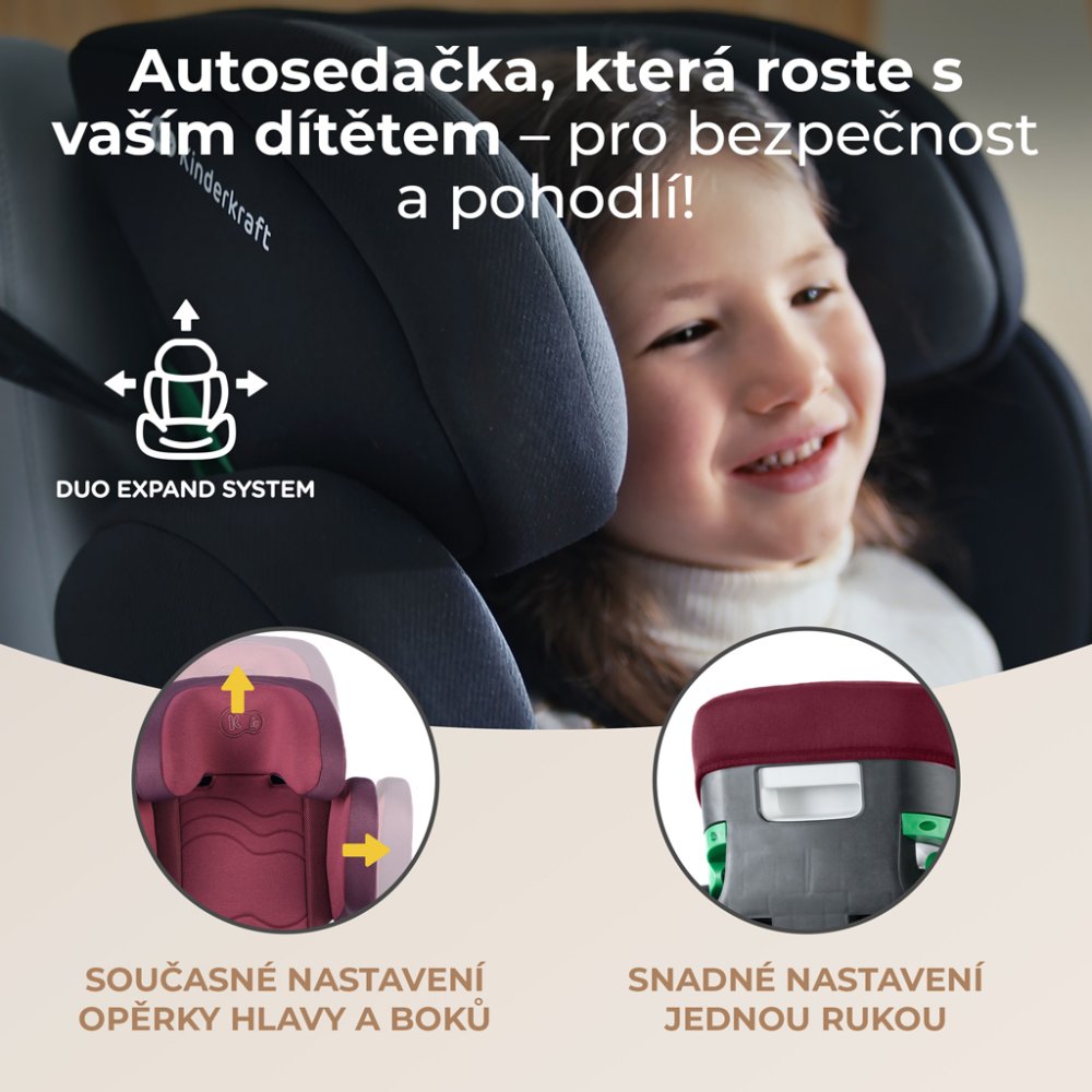 KINDERKRAFT SELECT Silla De Coche I-Size XPAND 2 I-Size 100-150 Cm Cereza Perla, Premium