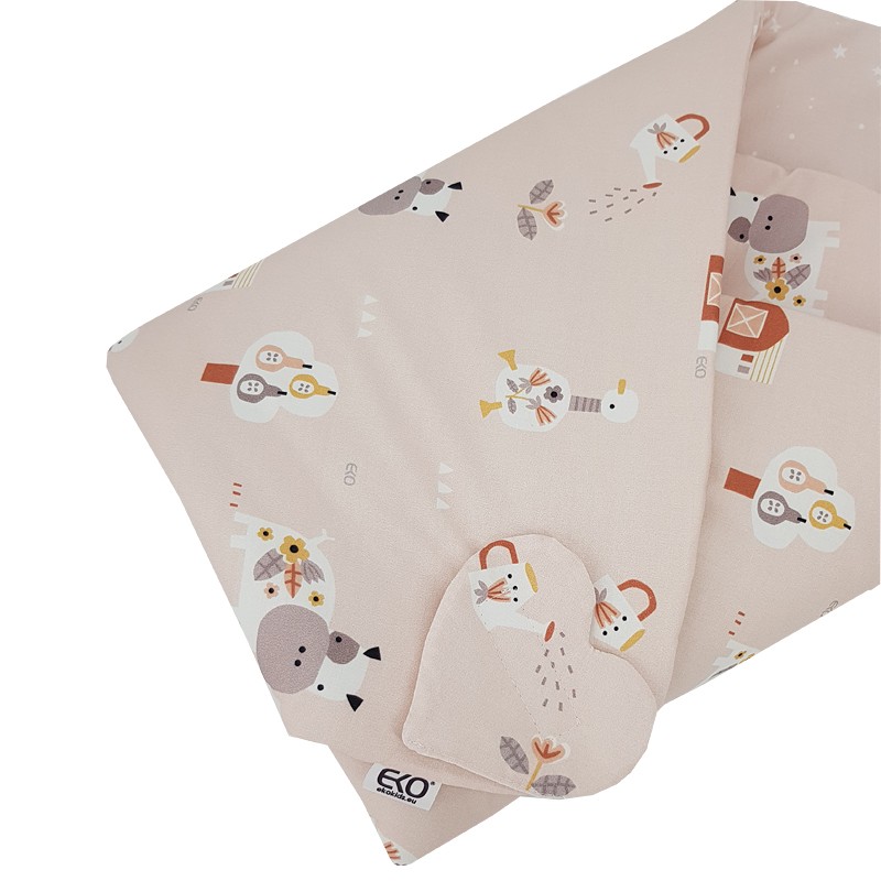 ECO Double-sided Cotton Swaddling Cloth My Farm Powder Pink 75x75 Cm