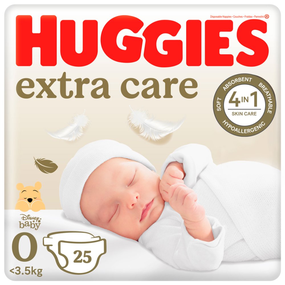 HUGGIES® Pannolini Usa E Getta Extra Care 0 (fino A 4 Kg) 25 Pz