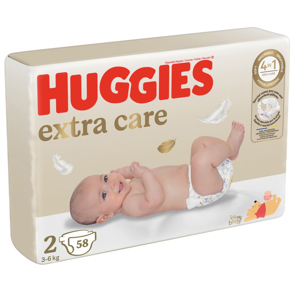 HUGGIES® Windeln Einweg Extra Care 2 (3-6 Kg) 58 Stk