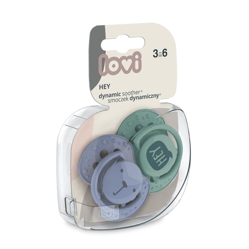 LOVI Ciuccio in silicone dinamico Hey 3-6 m 2 pezzi blu/verde - immagine 7