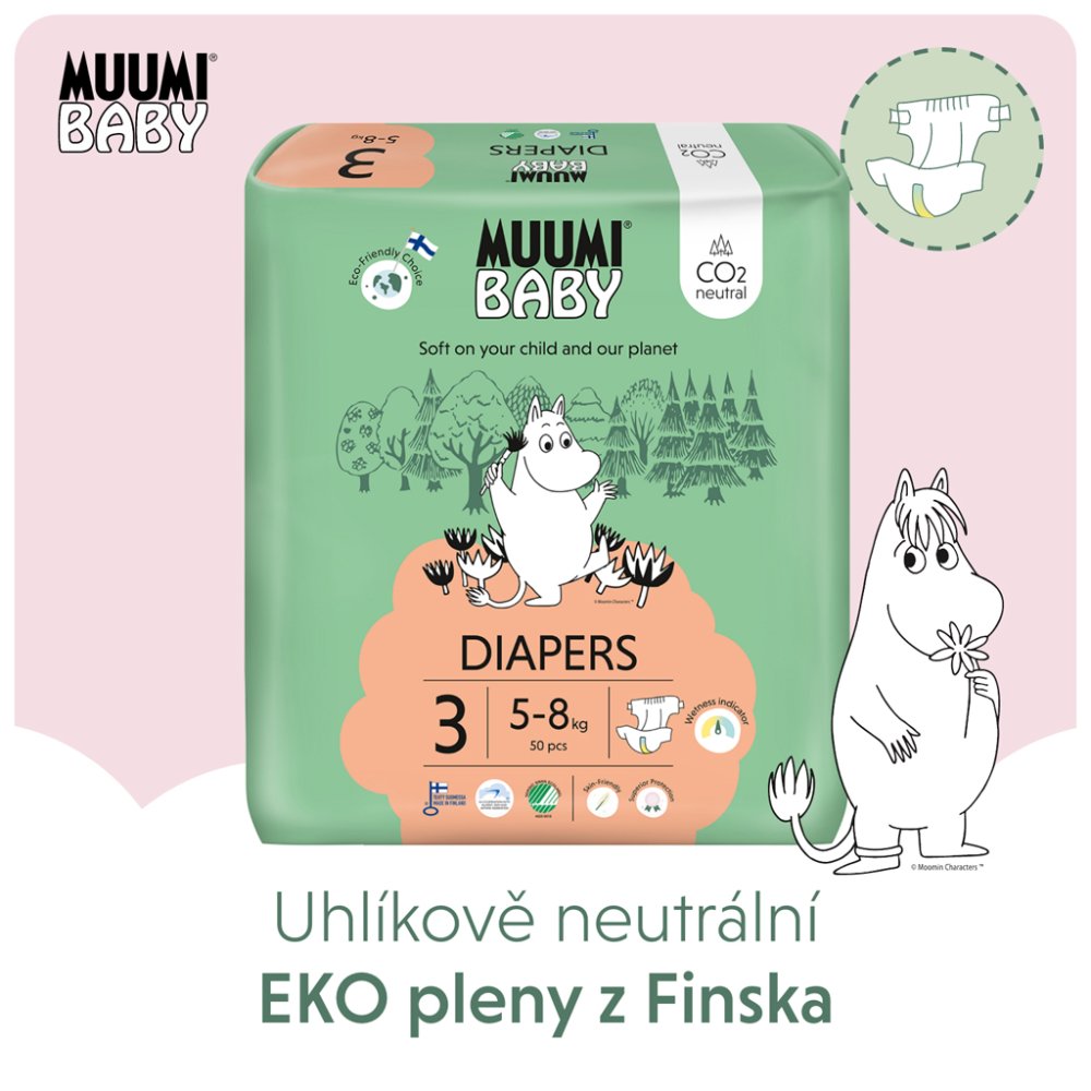 MUUMI Baby 3 Midi 5-8 kg (50 pièces), couches écologiques – Image 3
